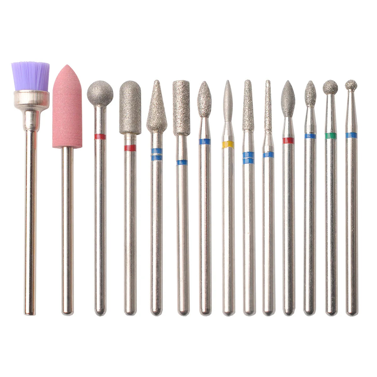 14pcs/set Nail Drill Machine Bit Nail Gel Removal Polishing Tools Pedicure Manicure Rotary Grinding  Buffer Polisher
