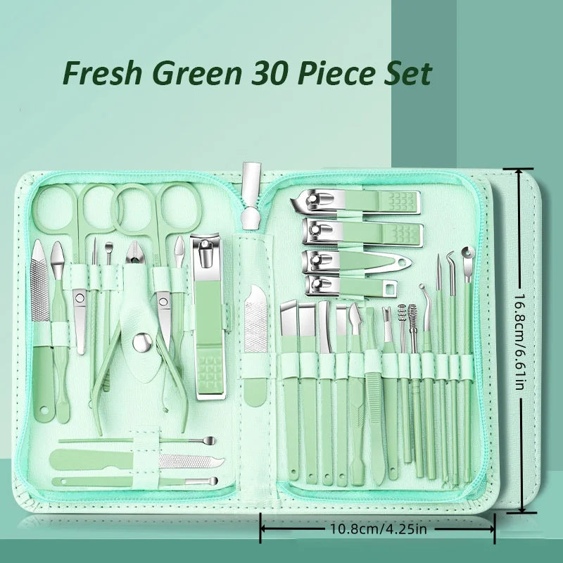 30pcs Manicure Set Portable Stainless Steel Nail Cutter Trimming Tool Beauty Pedicure Kit Finger Care Nail Clipper Scissors Set