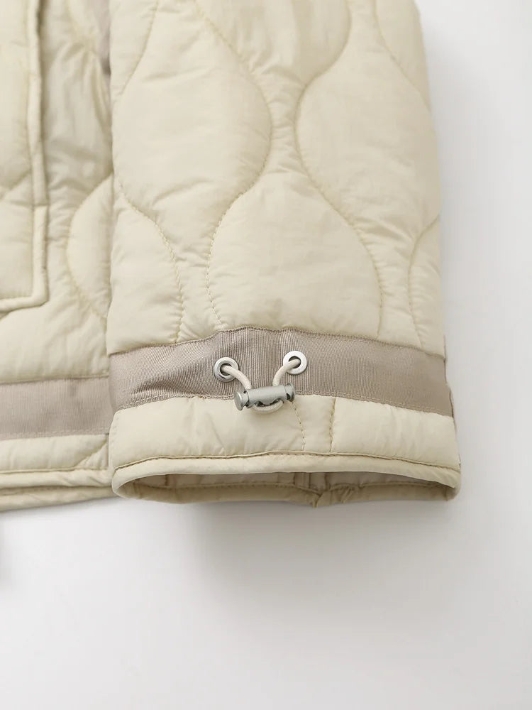 DiYiG WOMAN 2025 Autumn New Fashion Loose Cotton Jacket Short Coat Chic Long Sleeve Thin Cotton Clothes Outerwear Muje