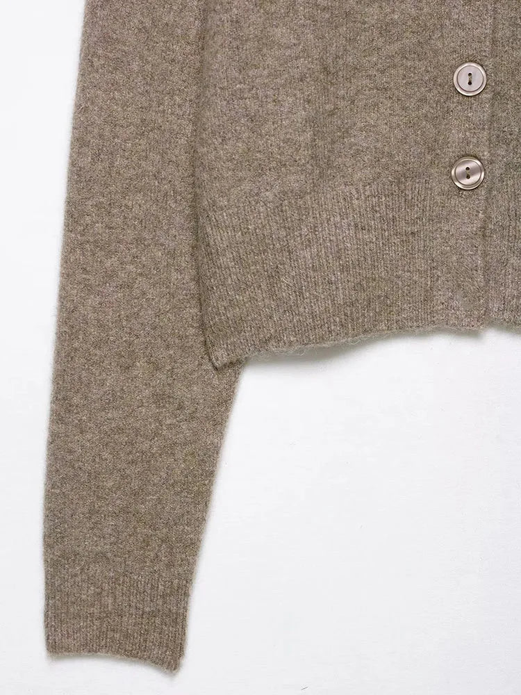 Women 2025 Autumn Basic Casual Short Cardigan Elegant Knitted Cardigans For Women Daily Ladylike Knitted Sweater Knitwear Coat
