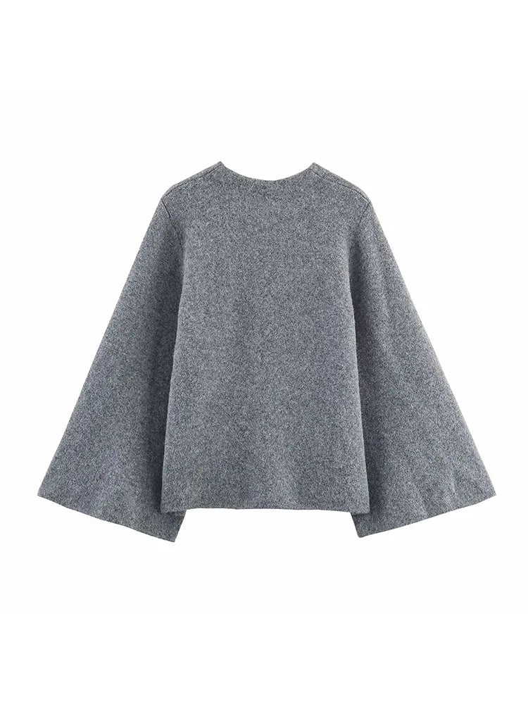 Women Autumn Winter New Knitted Sweater Coat Women Round Neck Pockets Single Button Solid Color Clothing Coat