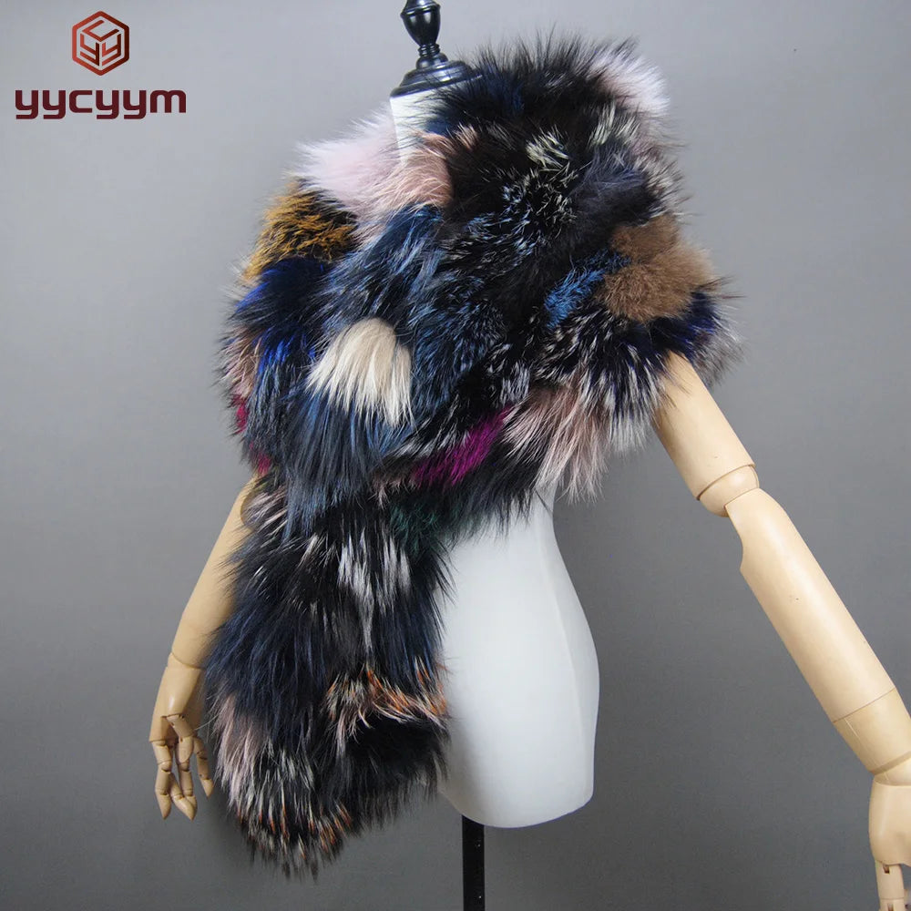Fashion Real Fox Fur Scarf Collar Fur Ring Muffler Women Fur Stole Neck Warmer Scarf Shawl Cape Men For Lover Christmas Gift