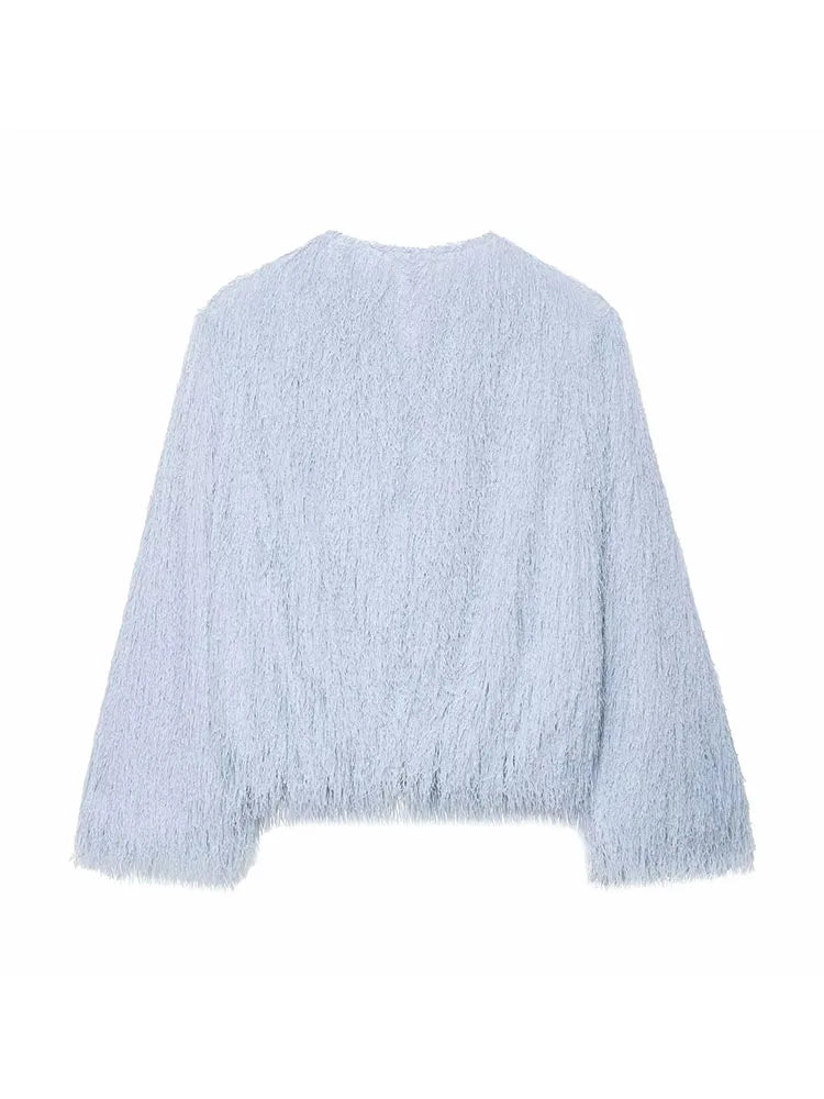 Women Tassel Decoration Short Coats Women's Fashion Wrist Sleeve Jackets for Women Elegant Office Ladies Casual Outerwear ﻿