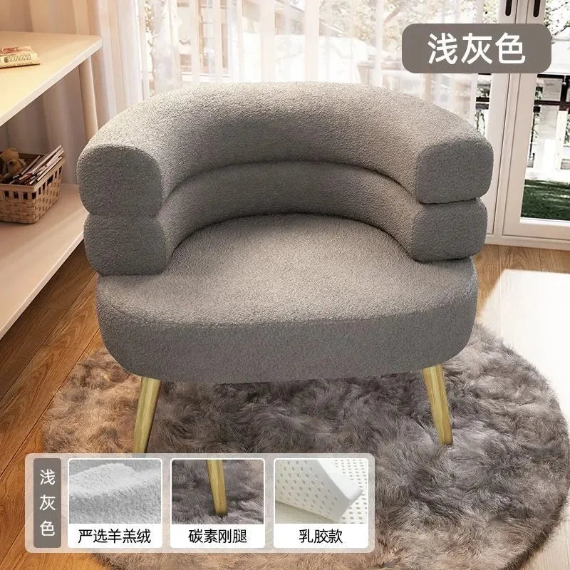 Living Room Lamb Velvet Lazy Sofa Chair Bedroom Makeup Chair Home Single Sofa Chair Lounge Chair
