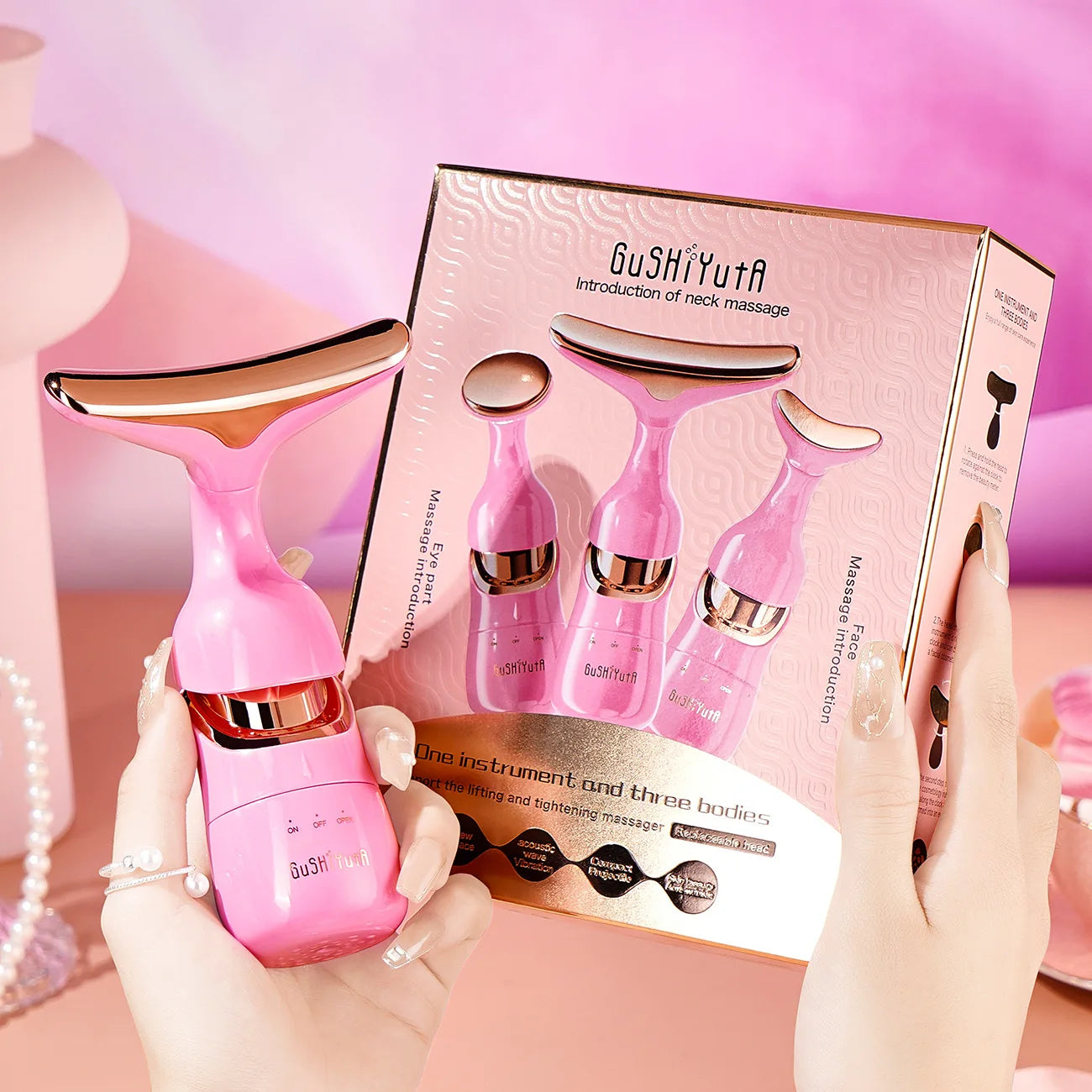 3-in-1 Sonic Neck & Face Massager – Lifts, Firms & Reduces Wrinkles | Home Use Massager & Beauty Device