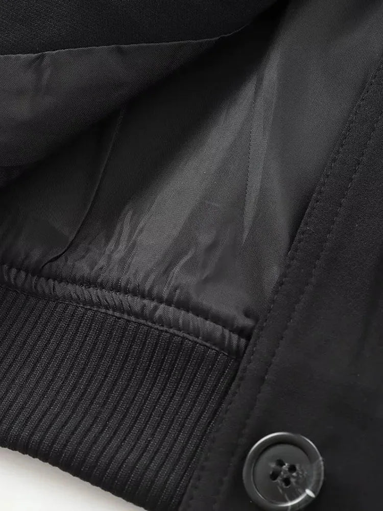 Women 2025 Autumn Casual Solid Jackets Loose Single Breasted Coat Pockets O-Neck Warm Fashion Female Jackets