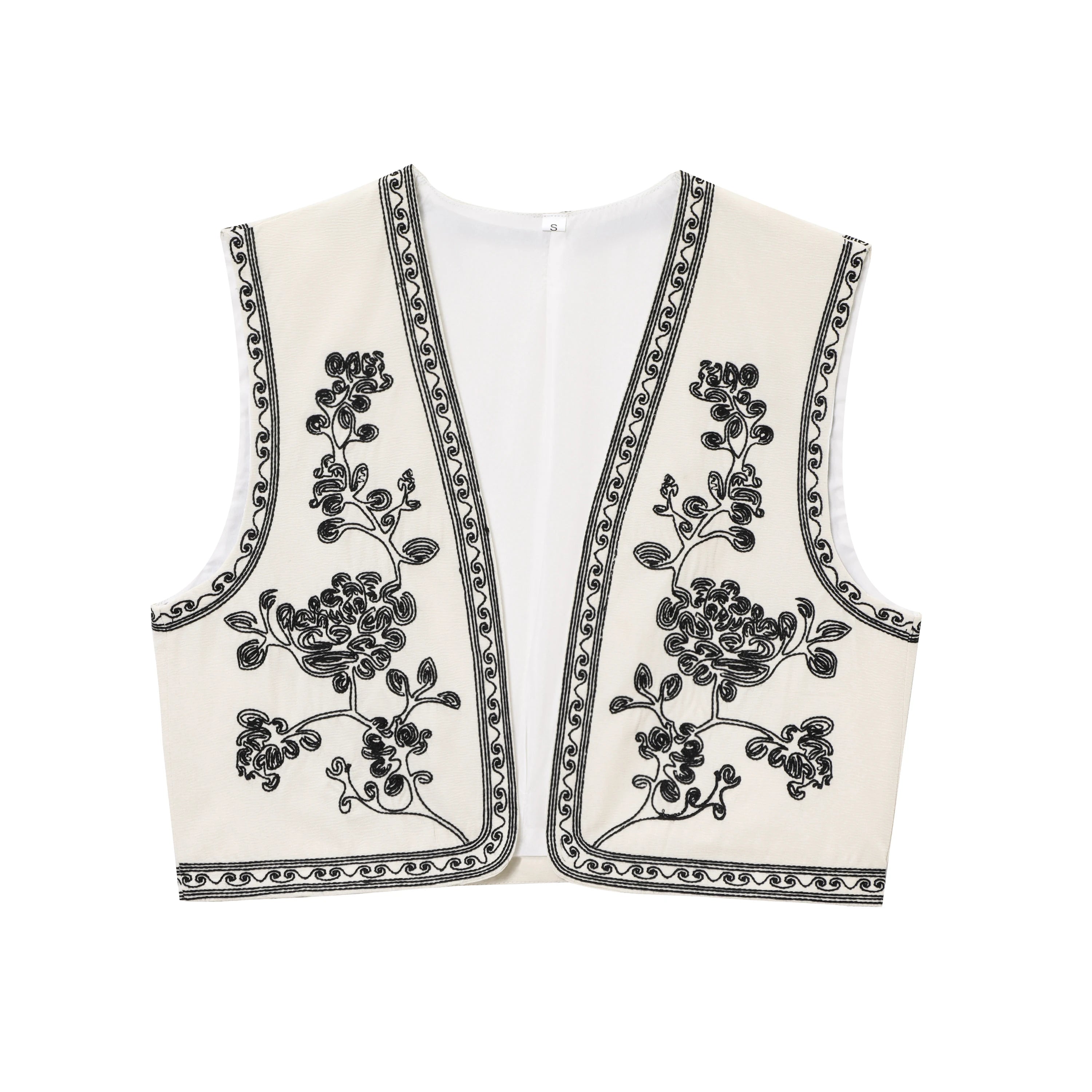 Women's Vests Sleeveless Embroidered Vest Top Streetwear Coats Lady Vests For Woman Boho Cropped Waistcoat Cardigans