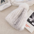 Real Mink Fur Hat For Women New Brand Thicken Female Fur Caps Ladies Winter Knitted Mink Fur Beanies With Fox Fur Pompoms Hat
