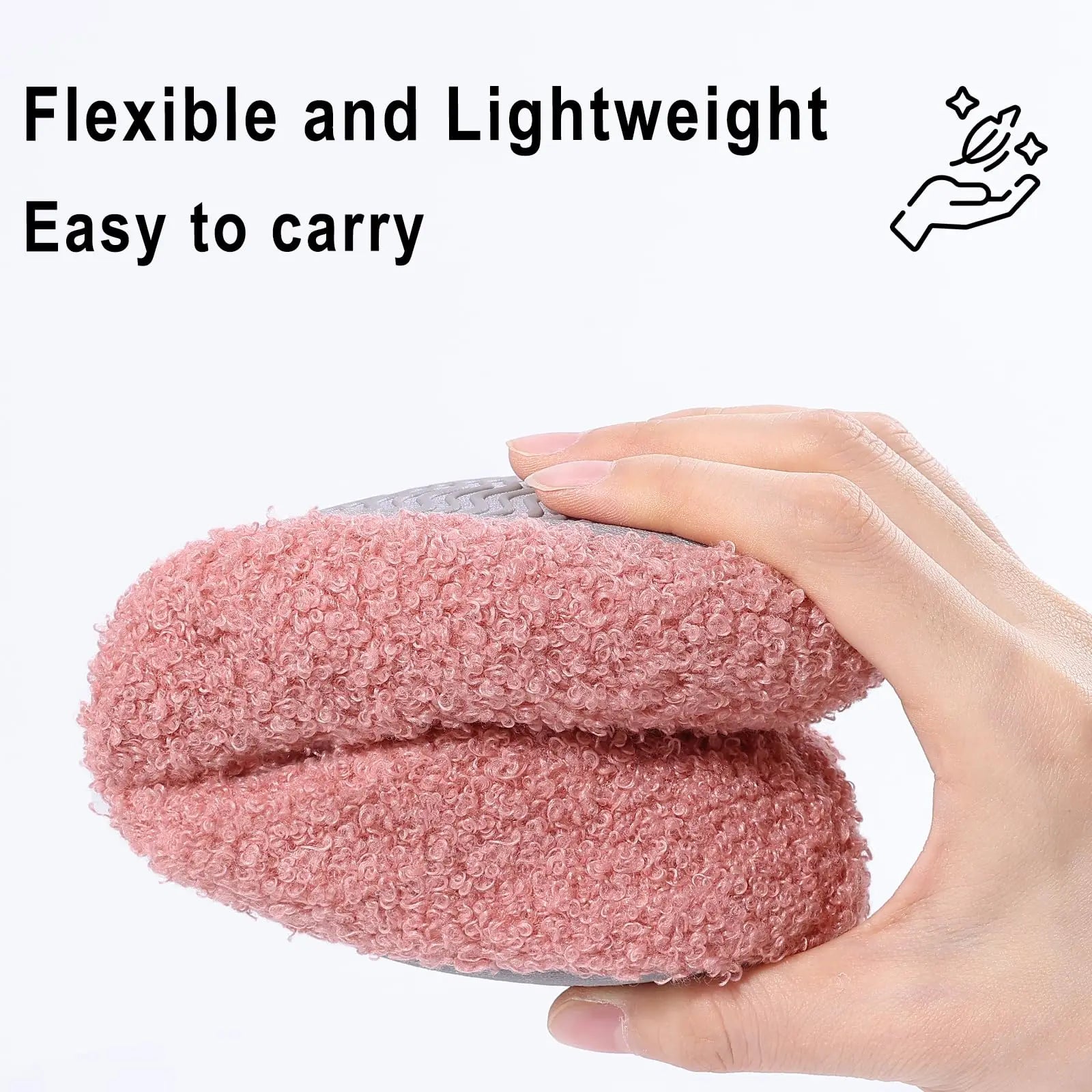 Goosecret Women House Memory Foam Slippers Winter Indoor Flat Cotton Shoes Teddy Fleece Bedroom Sock Shoes with Soft Rubber Sole