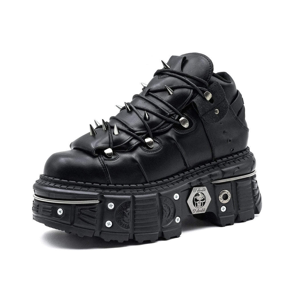 Gothic Ankle Rock Boots 2025 Woman Metal Decor Platform Sneakers New Punk Style Women Shoes Lace-up Shoes