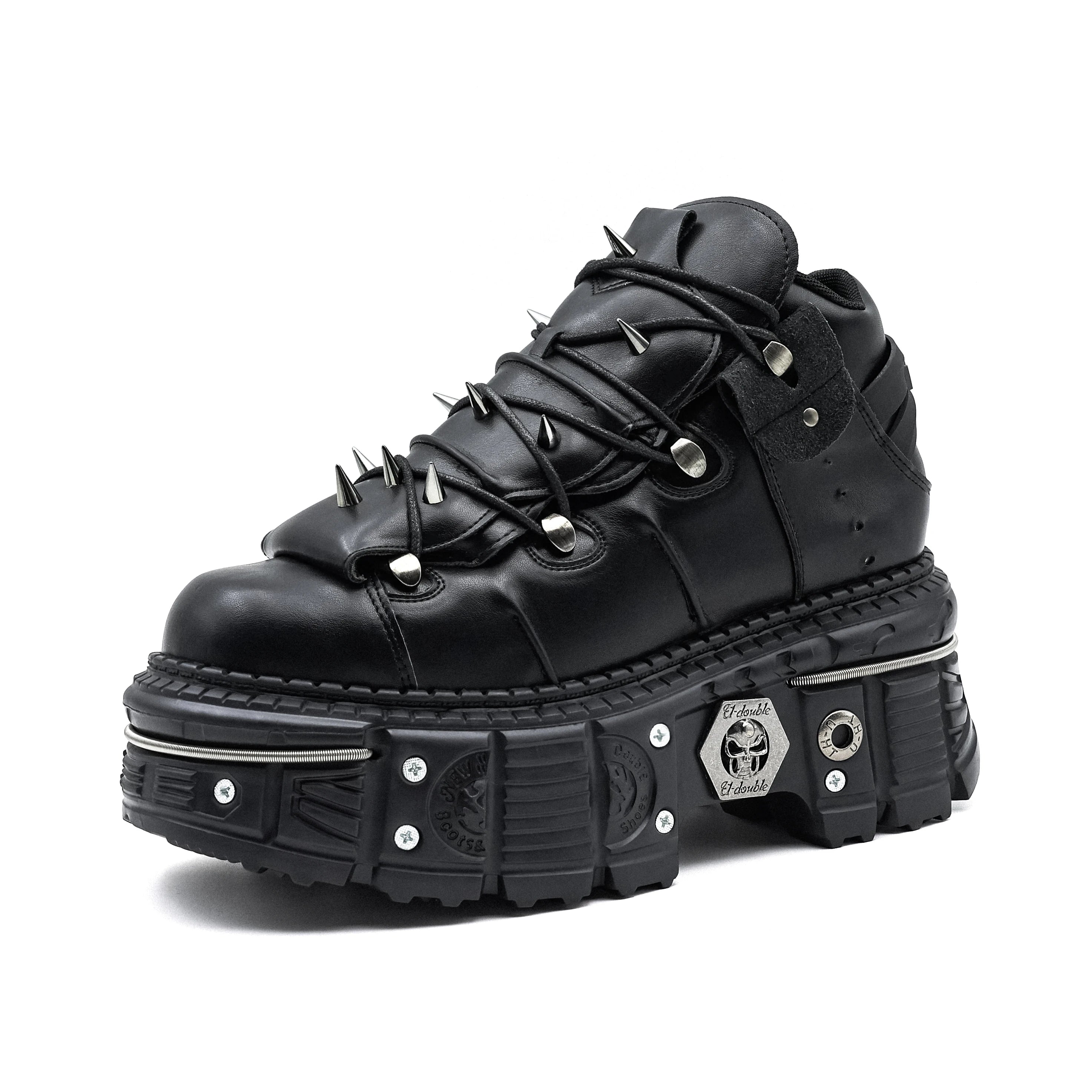 Gothic Ankle Rock Boots 2025 Woman Metal Decor Platform Sneakers New Punk Style Women Shoes Lace-up Shoes