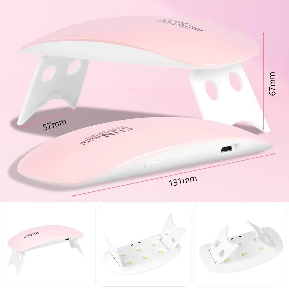 6W Mini Portable Nail Dryer, Rechargeable UV/LED Nail Lamp – Professional Manicure Tool for Salon & Home Use