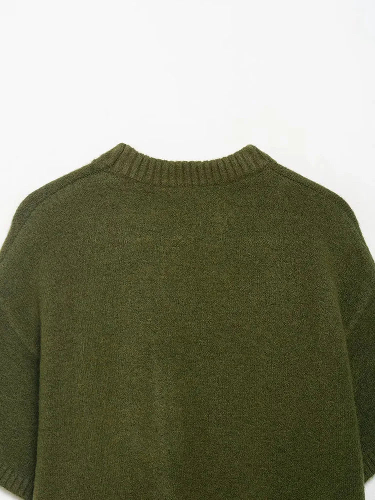 Women 2025 Autumn Winter New Sweater Turtleneck Short sleeve Knitted Pullover Korean Fashion Casual Pullover