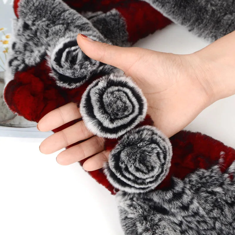 2025 Fashion Lady Genuine Rex Rabbit Fur Scarves Winter Women Real Rex Rabbit Fur Scarf Natural Warm Soft Rex Rabbit Fur Muffler