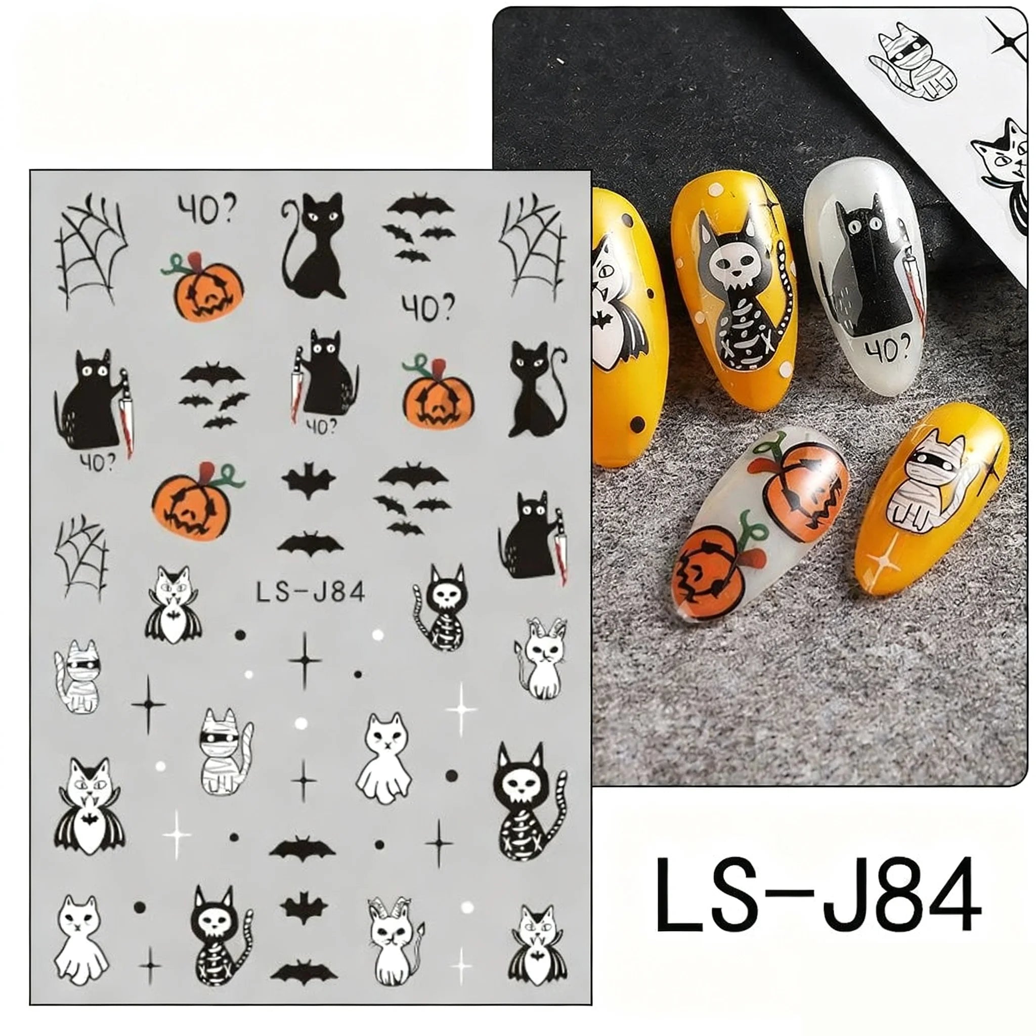 6 Halloween DIY Nail Stickers with 3D Self-Adhesive Nail Art Featuring Bats, Ghosts, and Pumpkins, Perfect for Party Decorations