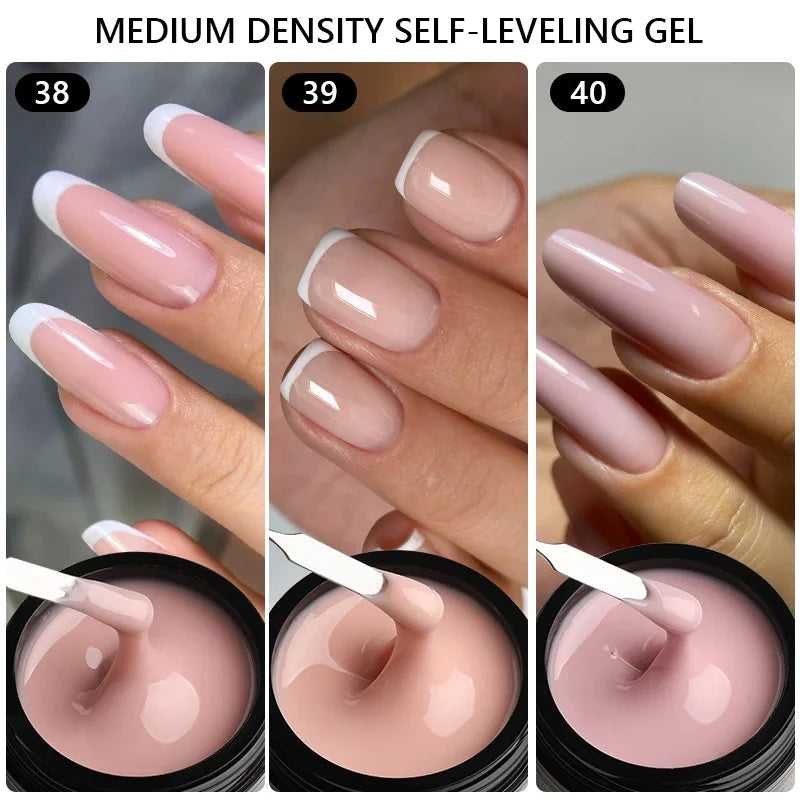 MSHARE 50ml Natural Nails Gel Builder Nalil Self Leveling Gel for Nail Extension Pink Shade UV Led Gel Hema Tpo Free Gel