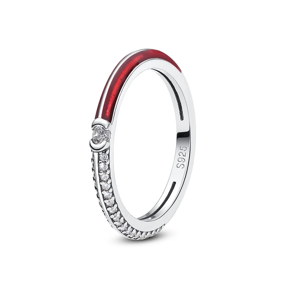 925 Sterling Silver Rings For Women Original Love Heart Wishbone Star Moon Engagement Rose Gold Wedding Ring Crystals Jewelry