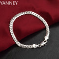 925 Sterling silver Classic flat sideways chain Bracelets necklace for women men's Fashion Party Wedding Jewelry Gifts pulseras