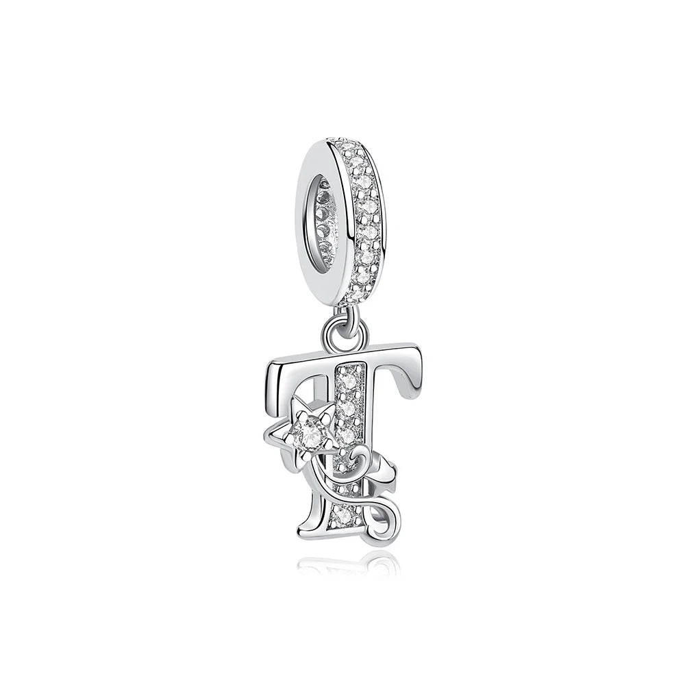 925 Sterling Silver Charms Original Letter Alphabet A-Z Pendant Beads Fit Brand Bracelets Necklaces Diy Jewelry For Women