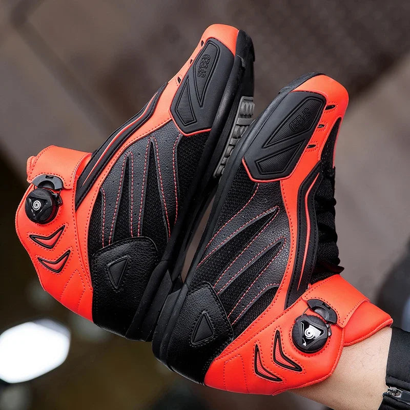 Moto Racing Boot Tênis Men Woman Motorcycle Boots Microfiber Leather Motorbike Riding Anticollision Ankle Protective Shoes