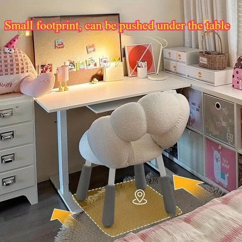 Dressing stool cream wind makeup chair lamb wool small apartment bedroom girls Internet celebrity desk matching