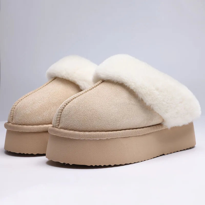 Smile Winter Ladies Slippers Fluffy Lined Warm Slippers Women Non Slip Cosy House Shoes for Indoor and Outdoor Suede Slippers
