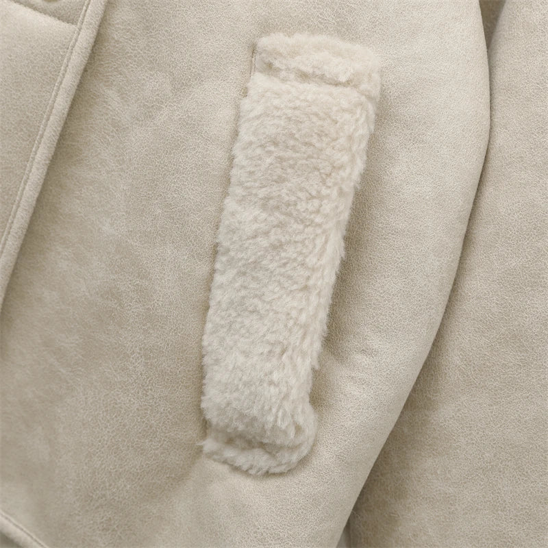 2025 High Quality Winter Women Vintage Long Sleeve Warm Faux Fleece Jacket Coat Female Casual Solid Pocket Outwear Tops