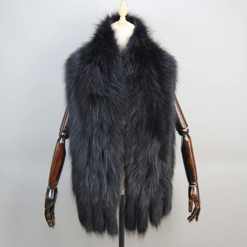 Genuine Real Fox Fur Collar Shawl 100% Natural Fox Scarf For Women Neck Warm Fur Muffler Real Fox Fur Big Scarves Female Wrap