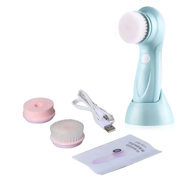 3 IN 1 Electric Facial Cleaner Face Cleansing Brush Wash Machine Spa Skin Care Massager Blackhead Cleaning Charging