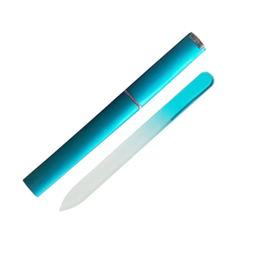 1pcs Professional Colorful Glass Nail Files strip Double-Sided Transparent Gradient Crystal Polished DIY Manicure Tools Supplies