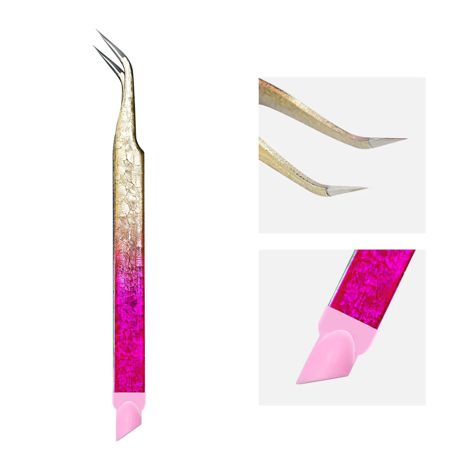 Multi-Purpose Eyelash Extension Tweezers – For False Eyelashes, Nail Stickers & Rhinestones, with Silicone Cushion Tip
