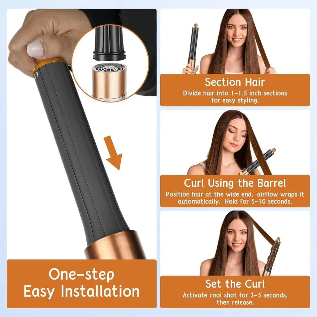 6IN1 Multi Hair Styler, 1300W High Power, Combines Drying, Straightening and Curling Functions, Suitable for Home and Salon Use