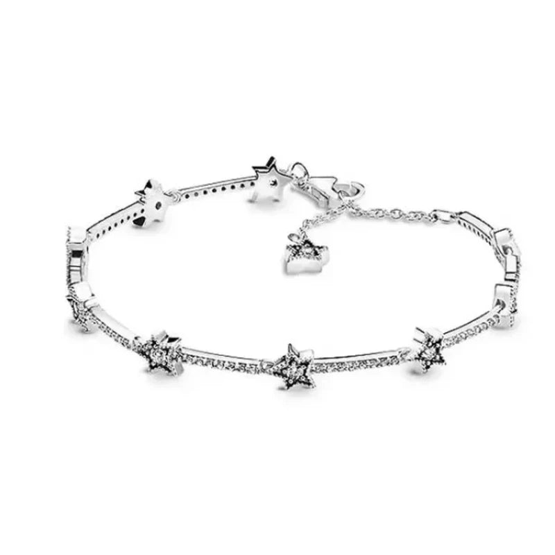 Charm 925 sterling silver exquisite sparkling star circular charm bracelet for women's New Year exquisite jewelry
