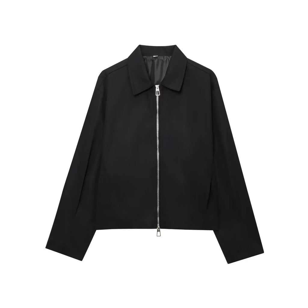 Women's Street Casual Jacket Top Fashion Long Sleeve Jacket Zipper Women Elegant Turn-Down Collar Female Coats