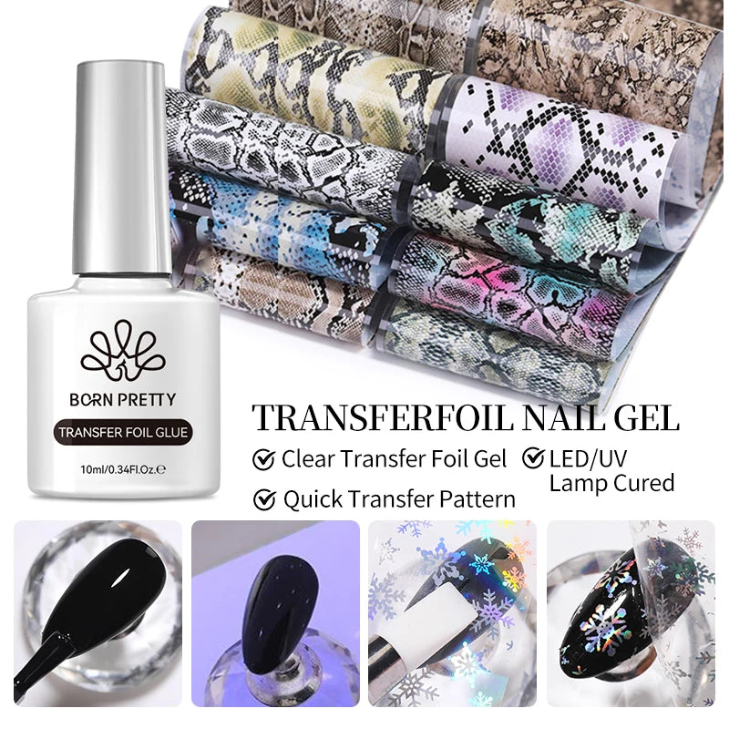 BORN PRETTY Transfer Foil Nail Gel Polish Semi-Permanant Varnish For Adhesive Sticker Nail Glue Soak Off UV LED Gel Nail Art Man