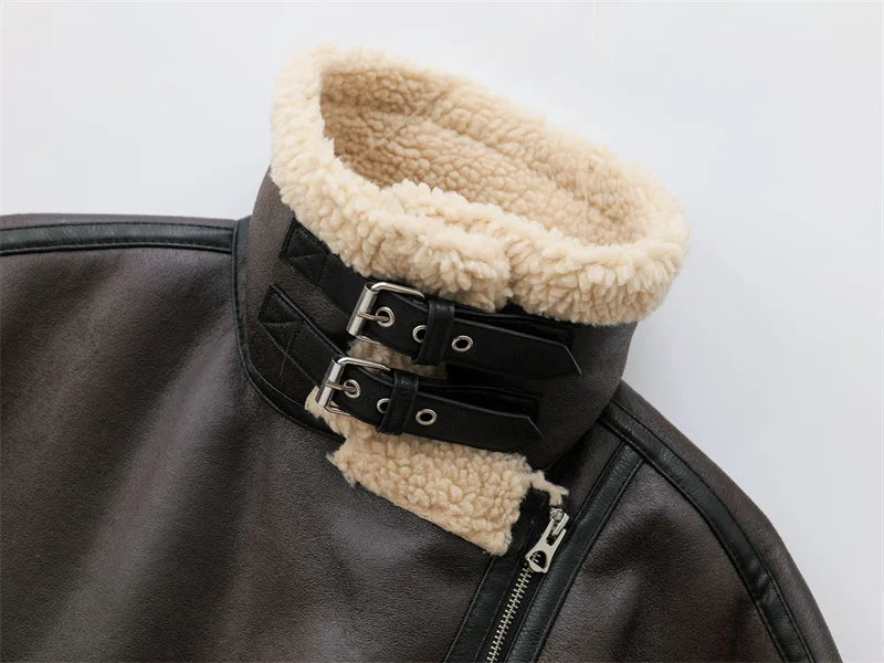 2025 Autumn/Winter new European-style women's warm and thick double-sided lapel long-sleeved jacket jacket