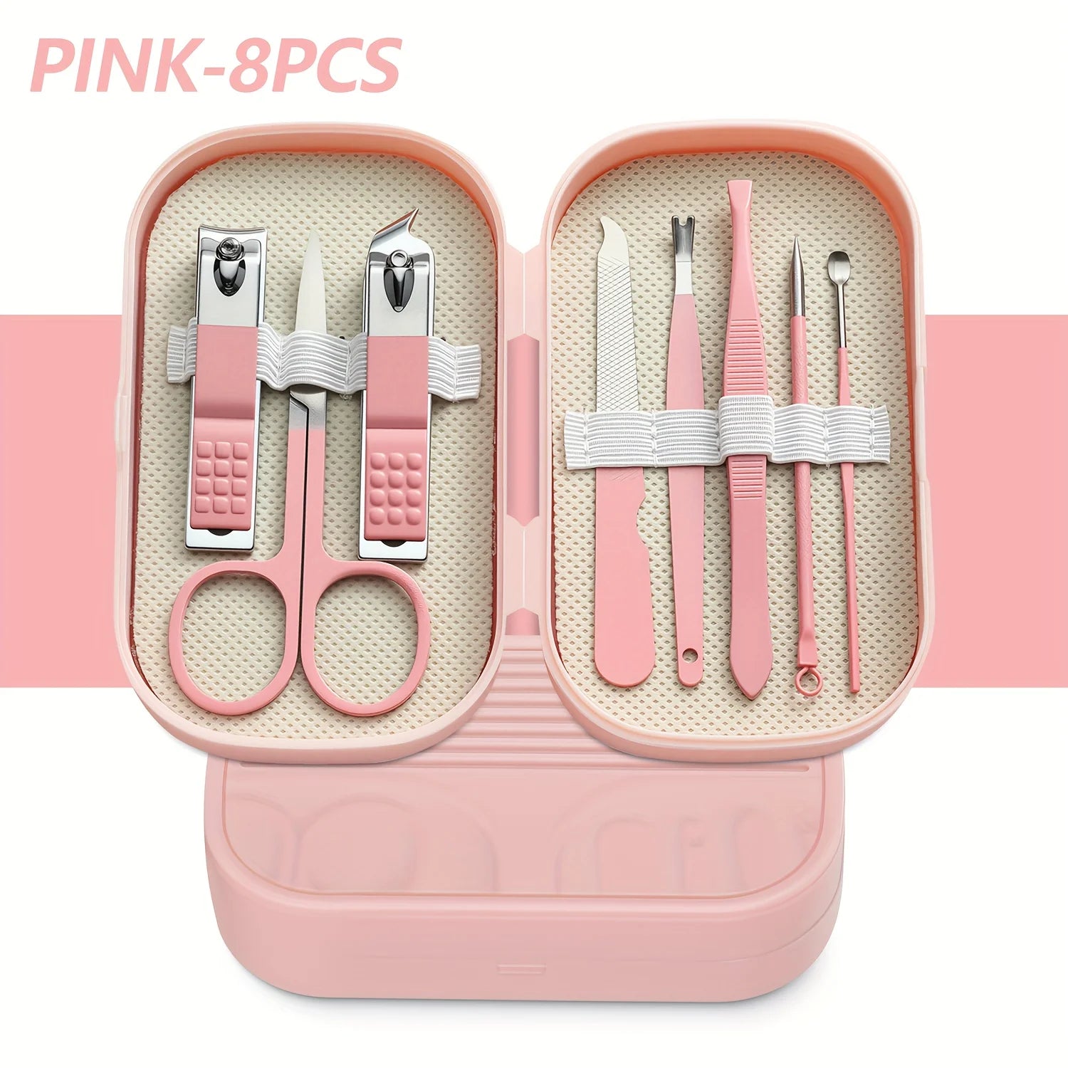 8pcs Manicure Foot Care Kit Including Nail Clippers and Trimming Tools with Portable Storage Box