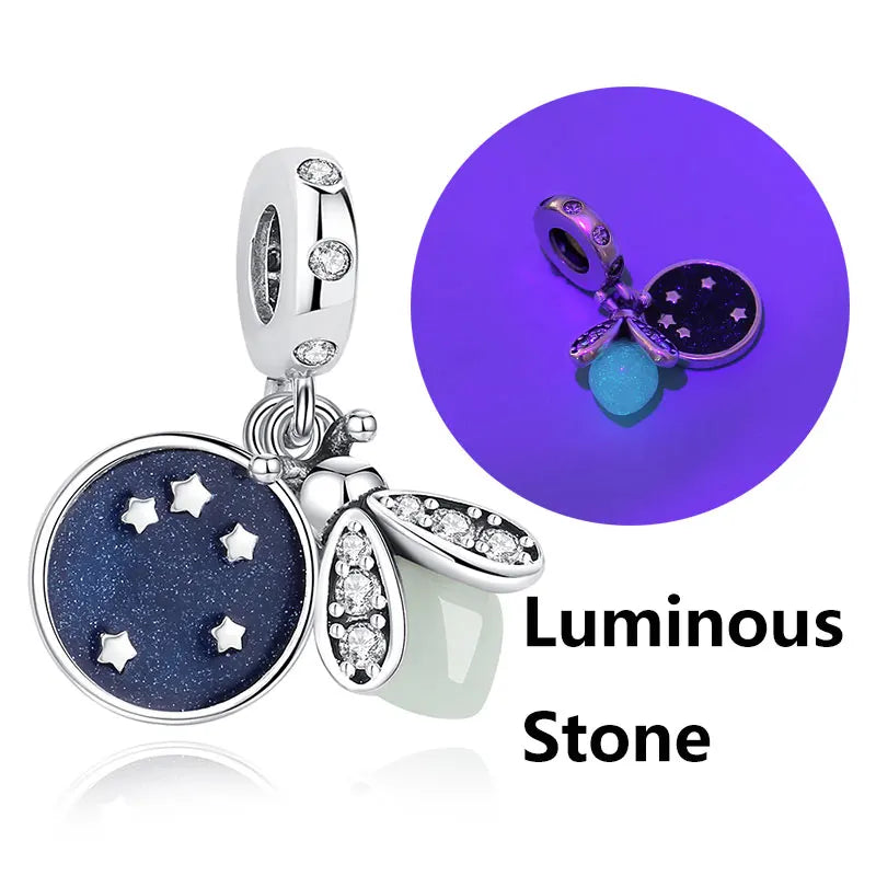 Original 925 Sterling Silver Charms Butterfly Firefly Lucky Clover Beads Fit Brand Bracelets Necklaces Diy Jewelry For Women