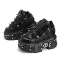 Gothic Ankle Rock Boots 2025 Woman Metal Decor Platform Sneakers New Punk Style Women Shoes Lace-up Shoes