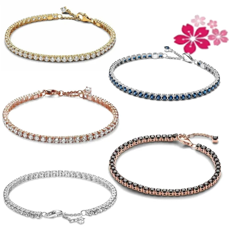 New 925 sterling silver women's charm classic adjustable fashion tennis bracelet New Year Christmas surprise jewelry