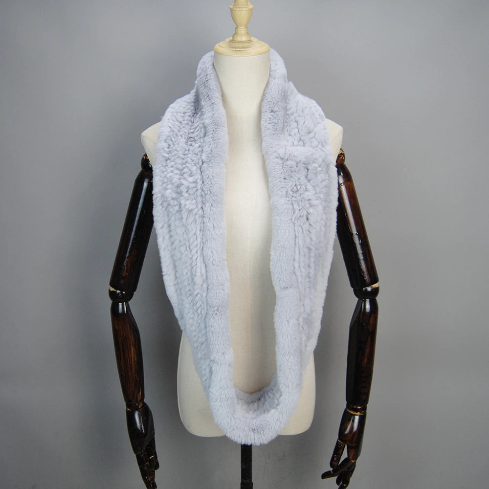 2025 Hot Sale Women New Real Fur Scarf Circle Long Real Fur Scarves Winter Warm Street Fashion Rex Rabbit Fur Muffler