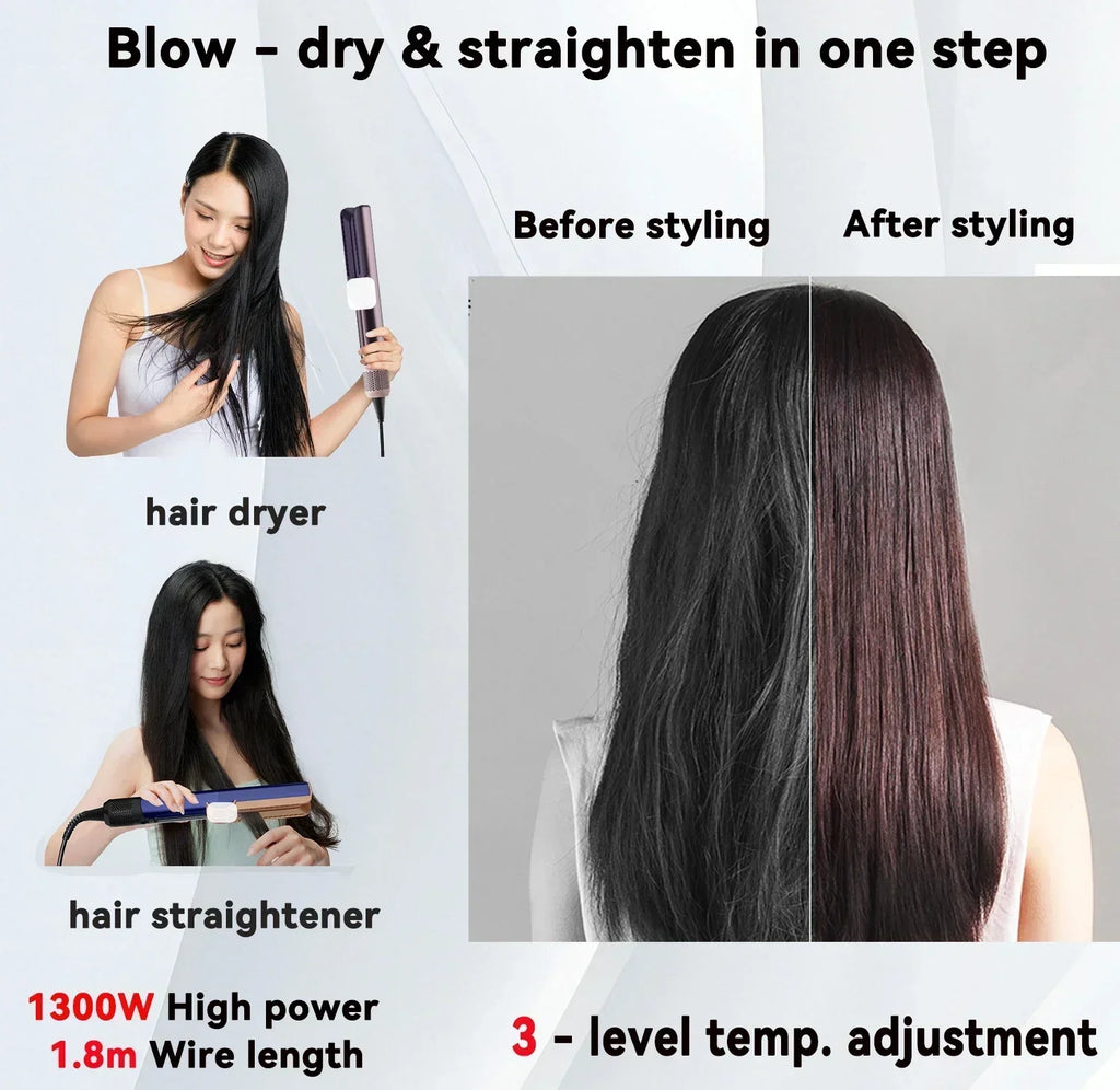 2025 New 2-in-1 Hair Straightener & Dryer Combo - Smartly Controlled Negative Ion Heating Plates, Suitable for Home Hair Styling