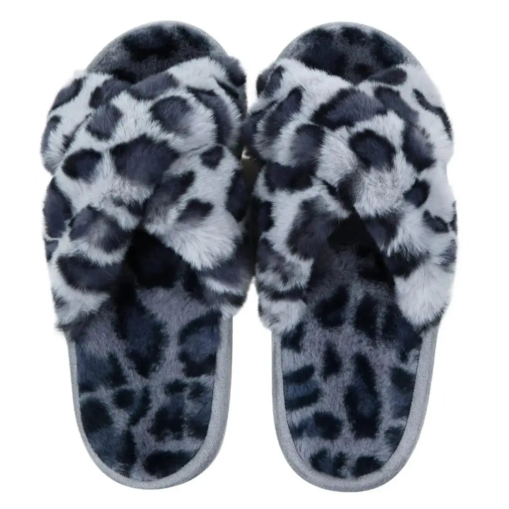 Eyriphy Indoor Open Toe Flats Cotton Shoes Comfort House Slippers Winter Fluffy Fur Slippers Women Fashion Plush Fuzzy Slippers