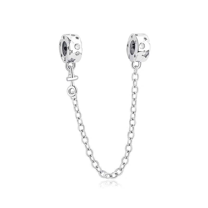 New Original 925 Sterling Silver Charms Star Moon Blue Crystal Glass Beads Fit Brand Bracelets Necklaces Jewelry For Women