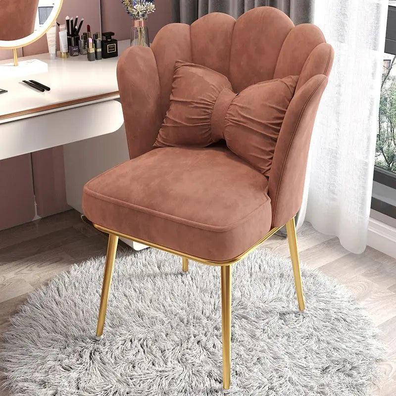 Female makeup chair, simple dressing stool, luxurious backrest, petal chair, dormitory computer chair, free pillow giveaway