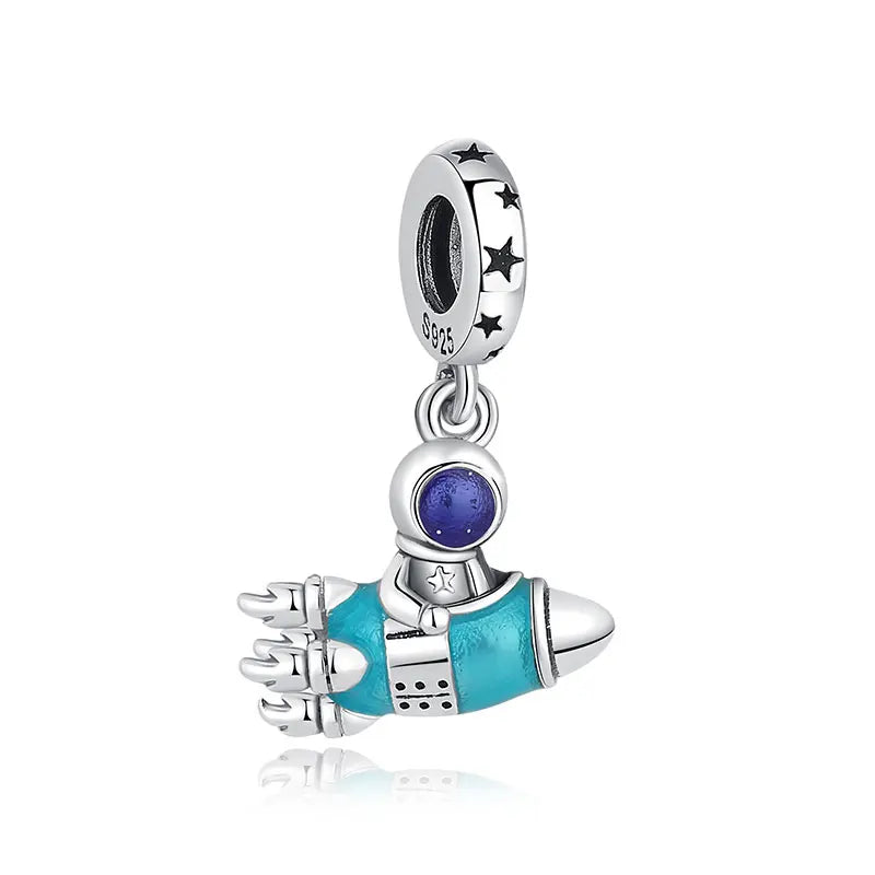 New Original 925 Sterling Silver Charms Star Moon Blue Crystal Glass Beads Fit Brand Bracelets Necklaces Jewelry For Women