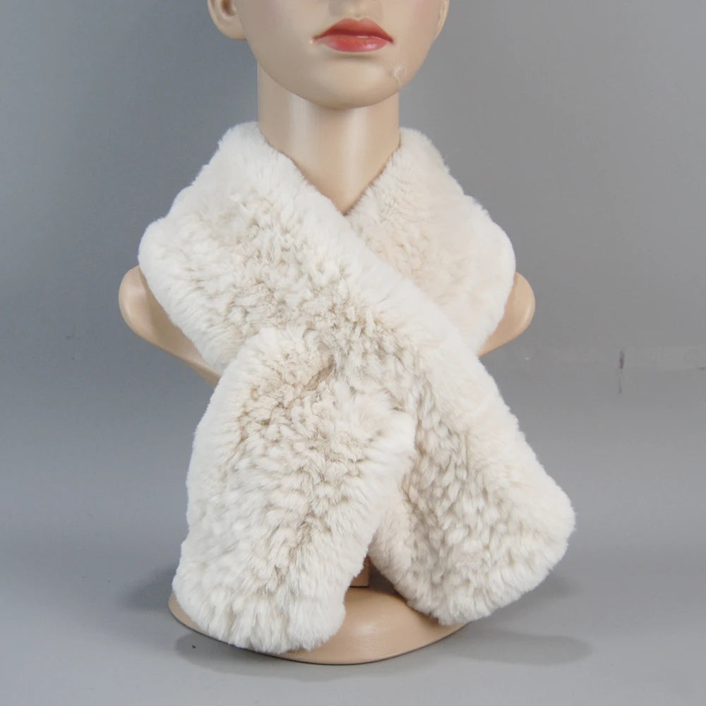 2025 New Fashion Women Real Rex Rabbit Fur Headbands Warm Good Elastic Real Rex Rabbit Fur Scarf Natural Rex Rabbit Fur Scarves