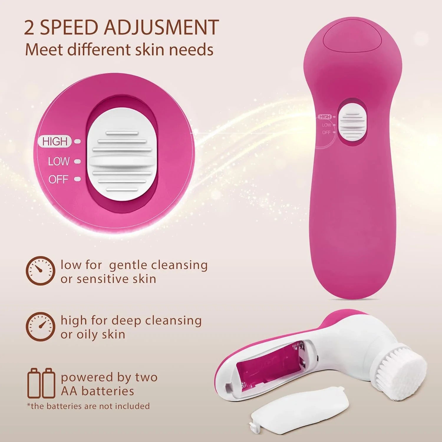 7-in-1 Electric Exfoliating Facial Cleansing Brush for Deep Cleansing and Massaging, with 7 Replaceable Brush Heads.